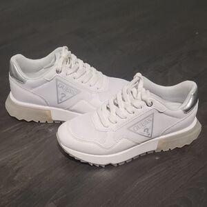 Guess Retro White and Silver Casual Sneakers